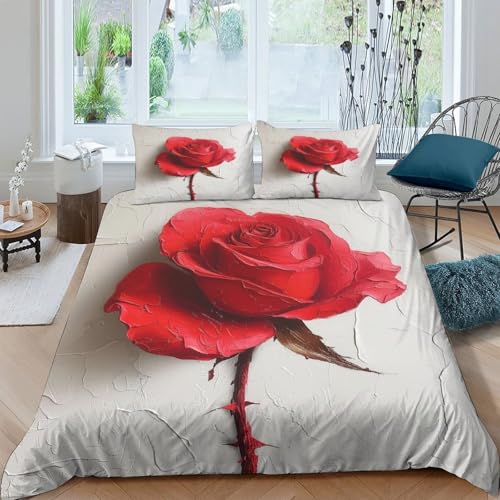 Set de housse de couette 3 pièces roses imprimé 3D lit double 200x200