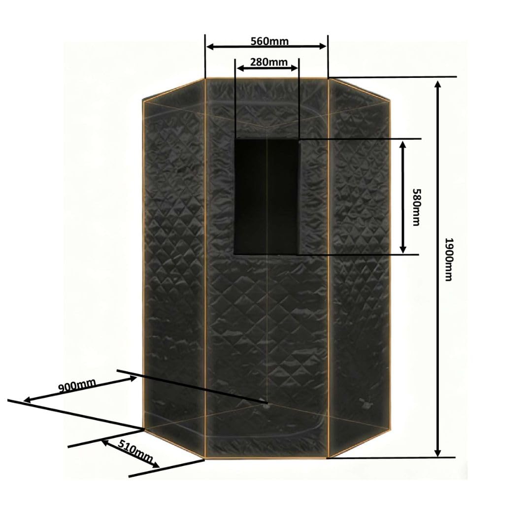 Cabine infrarouge portable pour sauna 90 x 90 x 190 cm avec chaise de camping, télécommande numérique, cabine thermique, couleur noire - votre moment de bien-être à tout moment et partout, portable