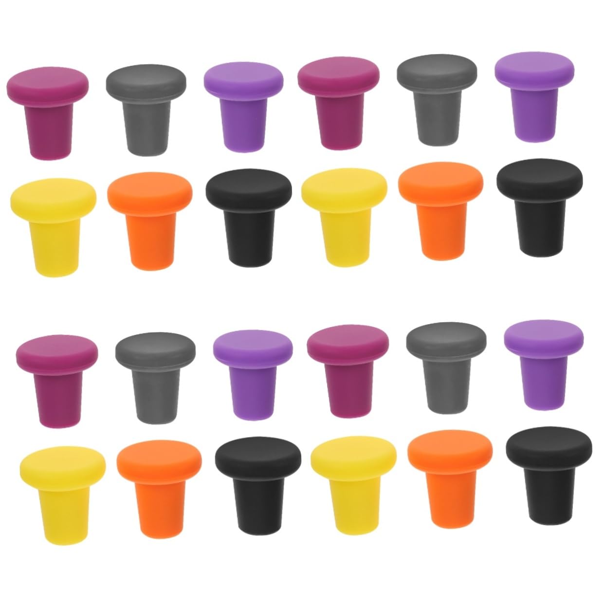 24piezas Tapones De Silicona para Botellas De Vino Sellos Reutilizables De Alimenticio Tapones Coloridos para Bebidas para Cocinas y Fiestas