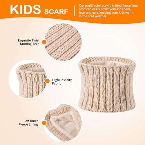 Children Winter Beanie Hat Scart Gloves Set, Kids Fleece Lined Knitted Woollen Pompom Hat for Boys Girls Toddler 3-9 Years4
