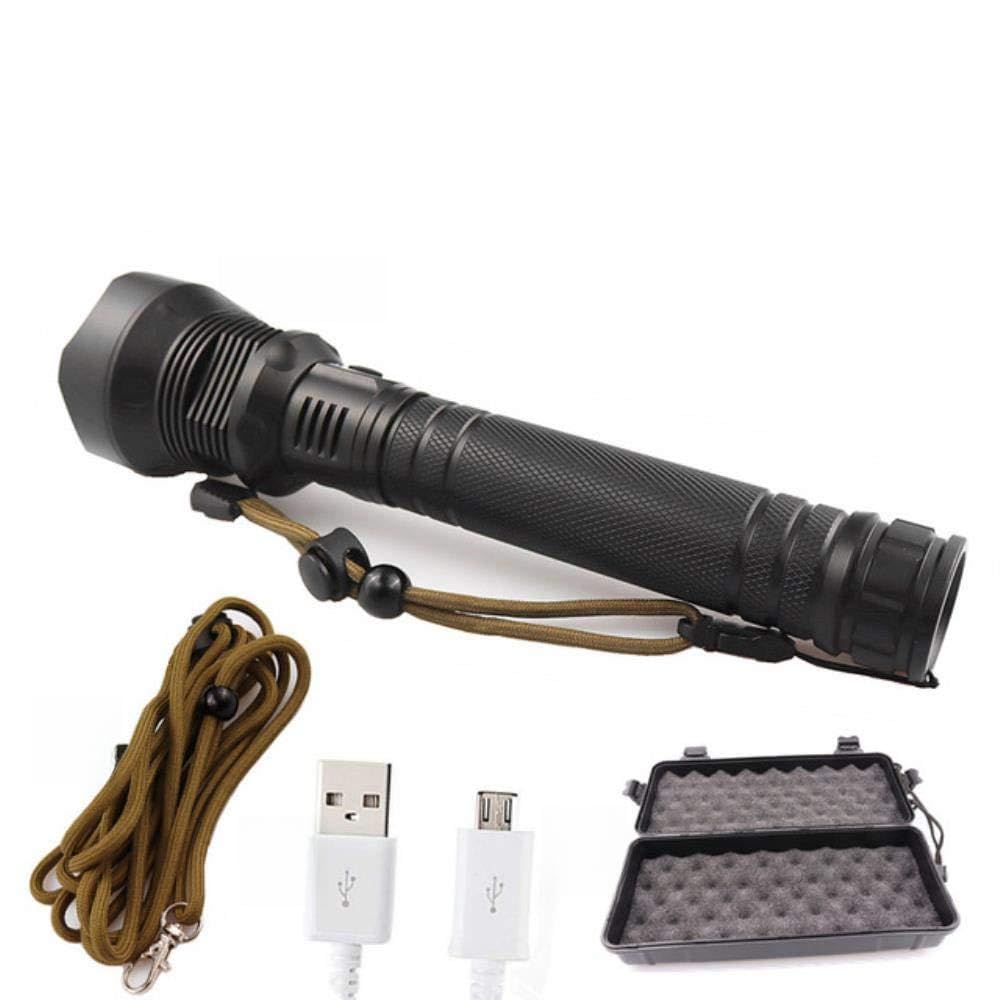 Lampe de poche tactique à LED avec zoom et deux batteries rechargeable 26650