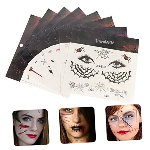 FRCOLOR 8 Folhas Adesivos De Rosto De Halloween Adesivos De Presente Adesivos De Maquiagem Adesivos