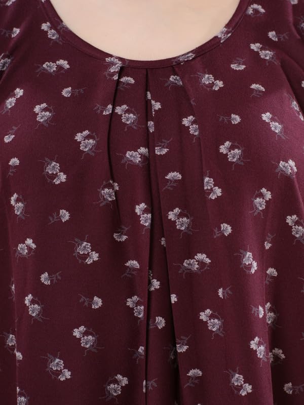 Image of Women's Viscose Blend Comfort Short Nighty with Side Pockets | Soft Printed Short Night Dress for Everyday Wear | Easy to Wear (CS5001)