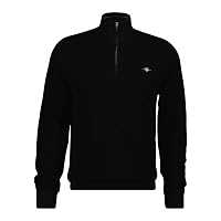 Gant Pullover da Uomo in Cotone Micro Testurizzato con Mezza Zip
