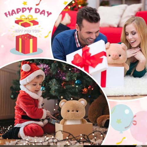 EduPlayte 2 Stück Plüsch Spielzeug, Piggy Plüschpuppe, Fluffy Little Bear, 16cm Nettes Cartoon Plüschtier, Geschenk für Kinder Jungen Mädchen