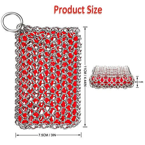 Cast Iron Skillet Cleaner, 316 Stainless Steel Chainmail Scrubber with Silicone Insert for Cast Iron, Grill, Pie Pan, Casserole Dishes - Image 4