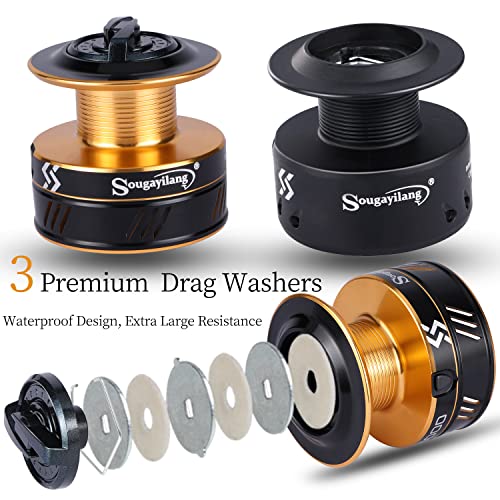 Sougayilang Fishing Reels Carp Fishing Reel 13+1BB Spinning Reels, Smooth, Powerful Fishing Reel, Carp Reel with Spare Spool-KT60 - Image 2