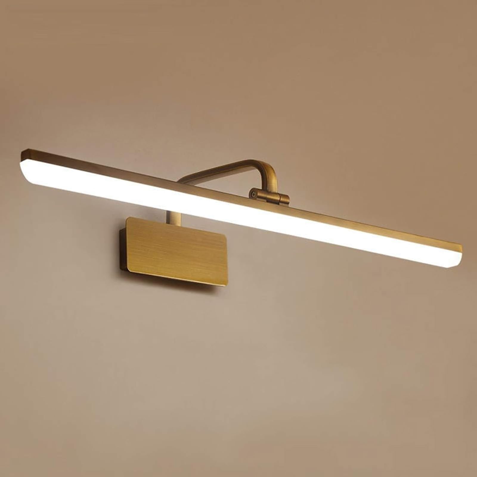 Lámpara de Espejo de baño de Bronce, lámparas de Pared LED con Cabezal Giratorio de 180°, luz cálida de 3000 K, lámpara de Armario Retro para Dormitorio Restaurante, 51 Cm 10w
