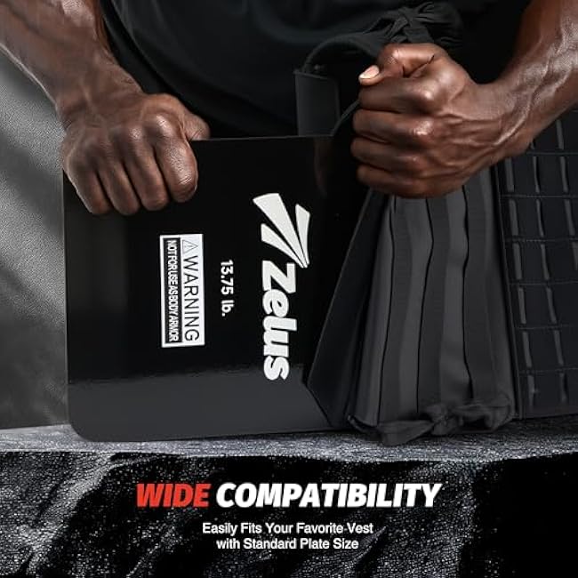 ZELUS 2 Weighted Vest Plates, 5.75/8.75/13.75 lb. Curved Weight Vest Plates for Workout, Steel Tactical Weight Plates for Vest with Clear Markings, Ergonomic Training Plates for Running Training CrossFit