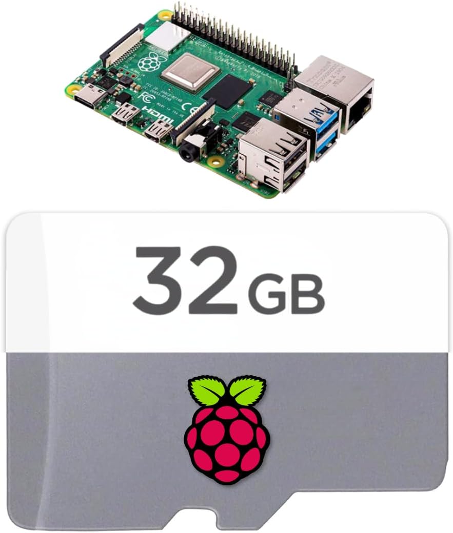 32GB Raspberry Pi Preloaded (RASPBIAN/Raspberry Pi OS) SD Card | 5, 400, 4, 3B+, 3A+, 3B, 2, Zero Compatible with All Pi Models