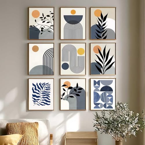 Image of kotart Aesthetic Boho Art Home Decoration Painting | Boho Paintings With Frame For Living Room Bed Room Hotel Wall Decor Digital Reprint Set of 9 (10X13 inch)