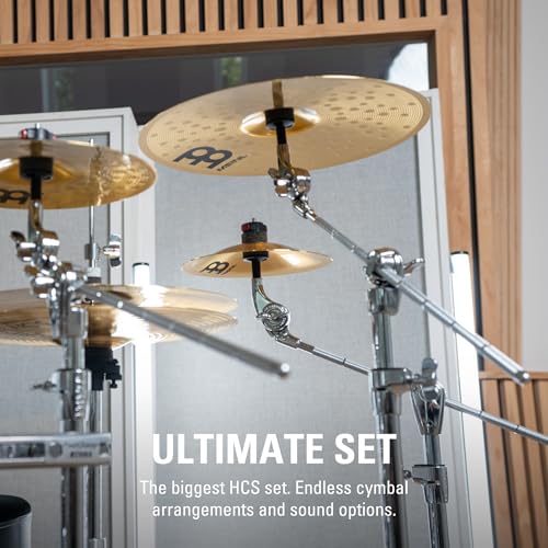 hcs ultimate cymbal set box pack for drums with hihats ride crashes china splash bell and free 16 trash crash  made in germany  durable brass 2-year warranty