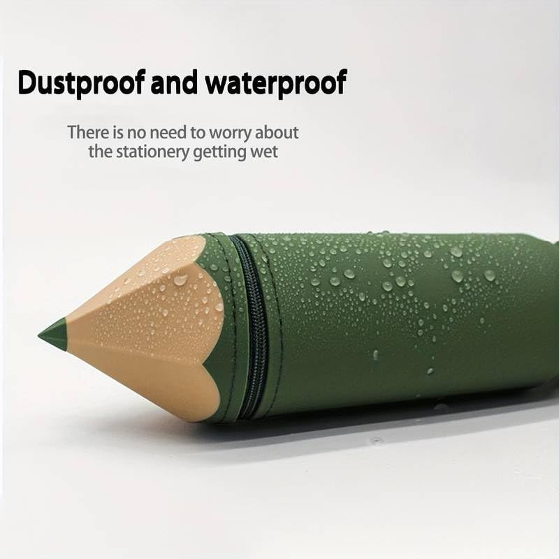 Image of DEOXY Pencil Shape Soft Silicone Stationary Zip Pouch for School & Office Supplies for Kids & Adults (KQ-5555 Brown)