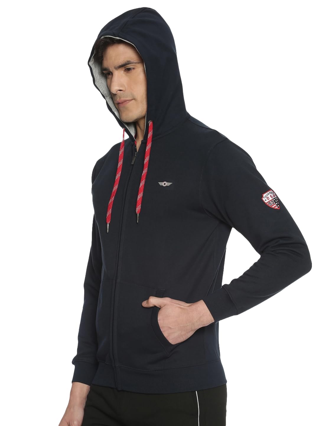 force nxt Super Combed Cotton Rich Fleece Mens Hoodie with Zipper & Pockets-picture-13