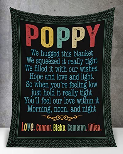 Personalized Poppy Christmas Blanket, Customized Xmas Poppy Gifts, For Grandpa, Custom Grandpa Papa Poppop Father Pops Poppy Blanket With Children Name., Custom To Select #TOP6