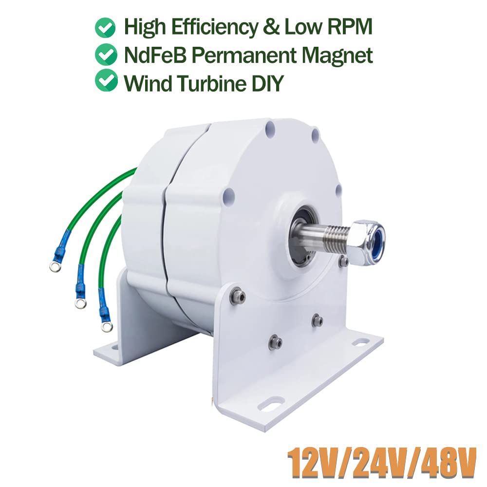 Bezprzekładniowy generator z magnesami trwałymi 5000 W 12 V 24 V 48 V 220 V Niskoobrotowy 3-fazowy stały alternator do turbin wiatrowych i turbin wodnych (z podstawą)