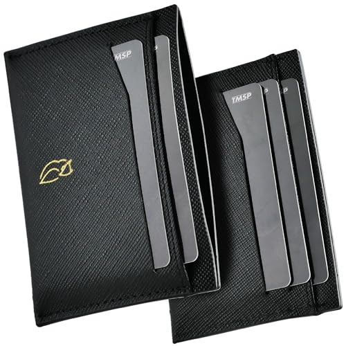 RFID Wallet for Men - Real Saffiano Leather Business Card Holder Wallet for Men - RFID Blocking Wallet - Credit Card Holder for Men - Minimalist Wallet for Men - Leather Card Holder