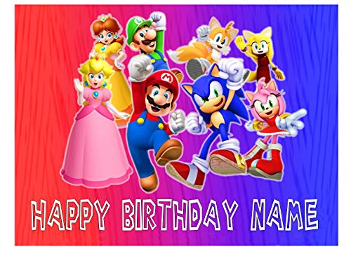 Napravi Rs Decoration De Gateau Comestible Predecoupee Inspiree De Sonic Et Mario 2 Square 7 5inch Fournitures De Loisirs Creatifs Figurines Pour Gateaux