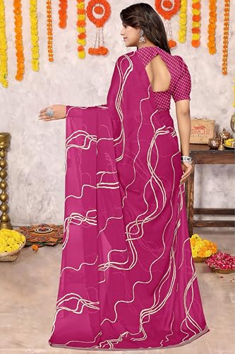 Image of MIRCHI FASHION Women's Ready to Wear 1 Minute Drape Chiffon Printed Saree with Blouse Piece