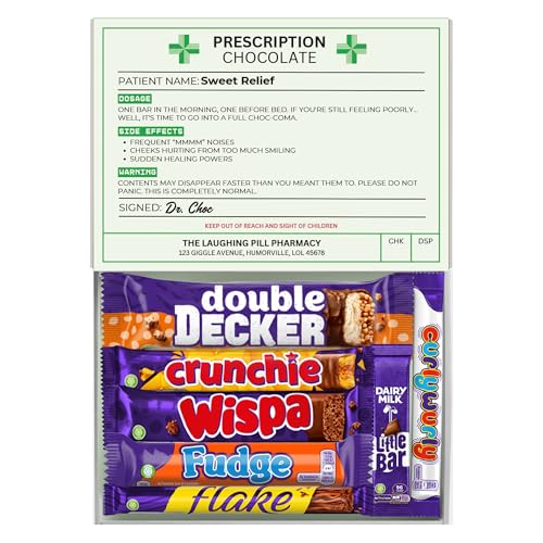 Chocoluxe Co Prescription Chocolate Gift Box | Made with Assortment of Dairy Milk Selections | Funny Get Well Soon Gifts For Men | Get Well Soon Gifts For Women | Surgery Recovery Gifts, Get Well Soon