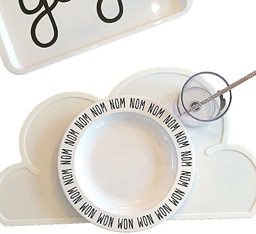 Kids Placemat - Eating On the Cloud, Silicone Placemat Waterproof Baby Placemat, Portable Food Mat Travel Placemat for Toddler, Non Slip Placemat Easy Clean Reusable For Kids (silicone placemat white)