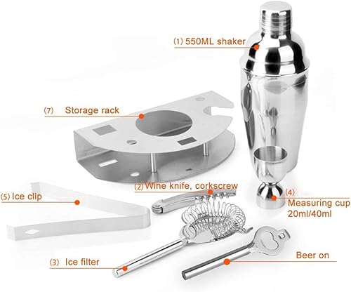 Miniatura 5 de PATINS Bar Tools Set, Bartender Kit, 7 Pcs Party Set - Sleek, Balanced, Heavy Duty-Alcohol Drink Mixer, Bartender Kit &amp; Bartending Accessories for