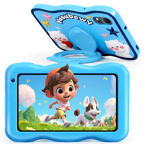 Tablet para Niños 7 Pulgadas, Android 13, 8GB RAM 64GB ROM, Tableta Octa Core, 5800mAh Batería, 5MP+8MP Cámaras, WiFi Bluetooth, Control Parental, PantallaHD, Funda Silicona Antigolpes Niños (Azul)