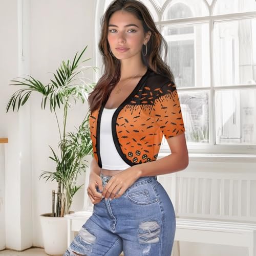 Image of Womens Short Sleeve Bolero Shrug Open Front Knit Cropped Cardigan Shoulder Cover for Dress Cute Casual Knit Cover Up