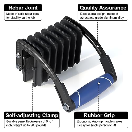 Image of Panel and Plywood Carrier（2 Pack）, Plywood Lifting Tool and Drywall Carrying Tool, Panel Gripper for Wood Sheet Board uesd with one hand, Adjustable Clamping Thickness up to 1 inch