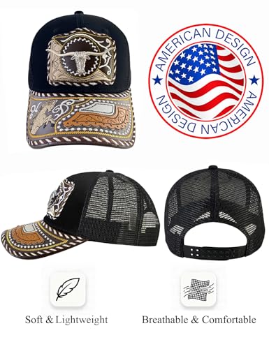 Image of TOPACC Western Trucker Hat for Men Women Cowboy Country Hat Snapback Cap