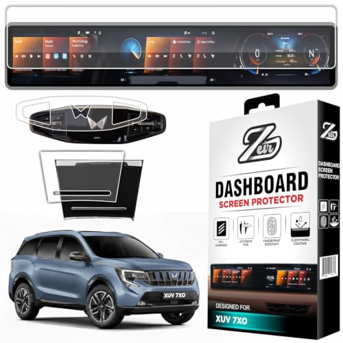 Image of ZEIR [3 PACK Screen Protector Compatible with MAHINDRA XUV 7XO - 12.3 Inch Triple Screen Display Guard (NO Adrenox+ Badge Cutout) + TPU STERRING & STORAGE PANEL Accessories [Not Tempered Glass]