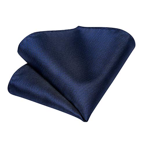 Image of DiBanGu Mens Silk Necktie Solid Color Tie and Pocket Square Cufflink Tie Clip Set Woven Plain Ties for Men Wedding Party