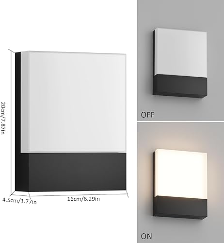 Miniatura 4 de Paquete de 2 lámparas de pared para exteriores de 24 W, IP65, lámpara de pared moderna de 3000 K, blanco cálido para patio, puerta delantera,
