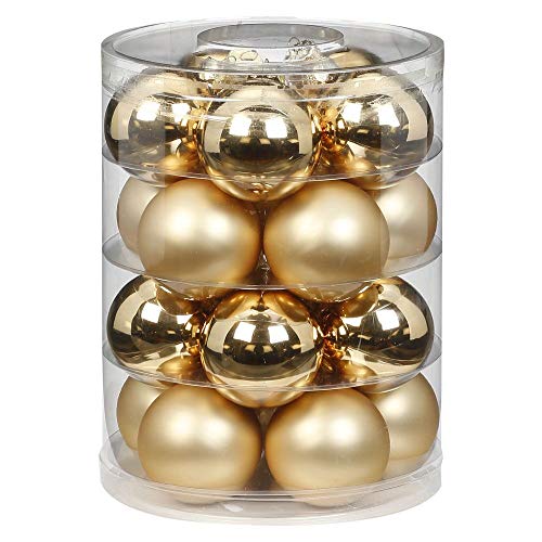 Magic Weihnachtskugeln Glas 6cm, 20 STK. Christbaumkugeln (Brokat Gold...