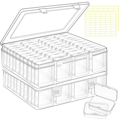 Image of 82pcs Bead storage containers, bead organizer boxes and craft storage boxes for bracelet making DIY jewelry craft nails, bracelets, jewelry, diamonds, clay beads, screws 2.09x1.57x0.8Inch