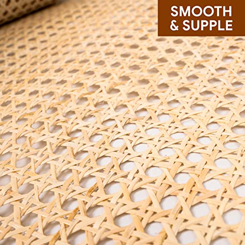 24" Width Rattan Cane Webbing Rattan Cane Webbing Roll 5 Feet Hexagon Weave Mesh 1/2 Inch Pre-Woven Cane Net Open Weave Wicker Cane Webbing Rattan Sheets Natural Material for Cabinet Chair (5 Feet)