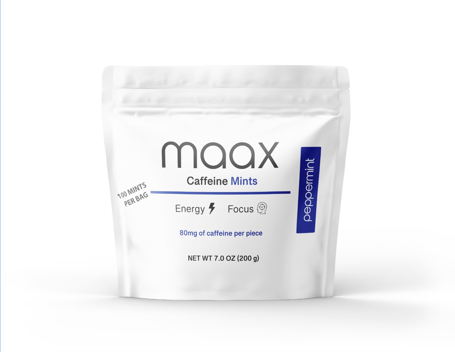 Maax Caffeine Energy Mints | 80mg of caffeine per piece | Peppermint | 100 total pieces per bag