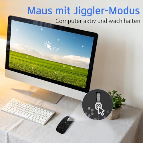 AE WISH ANEWISH Bluetooth Maus fur Mac/iPad/iPhone/PC/Computer, wiederaufladbar geräuschlos Mini Kabellose Maus für Windows/Linux/Android, 3 DPI Einstellbares Bluetooth 5.0 LED 2