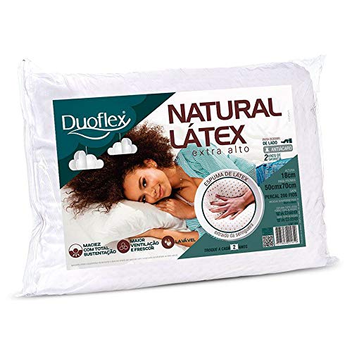 Travesseiro Natural Látex, Duoflex, 100% Algodão, Branco, 50cmx70cm