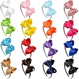 DeD 16 Pack Hair Bows Plastic Hair Headband Grosgrain Ribbon Headbands Hair Hoops Hair Accessories for Baby Girls Kid