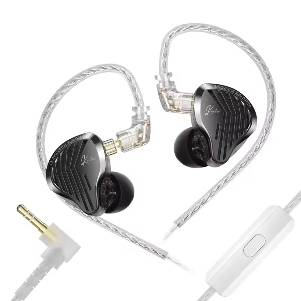 GK KUNTEN Dynamic In-Ear Monitor Wired IEM with Mic, 10mm Super-Linear DD Driver, Polymer-Resin Diaphragm, Resin Shell with Metal Faceplate, Silver-Plated Detachable Cable with 3.5mm Termination Plug-image-26