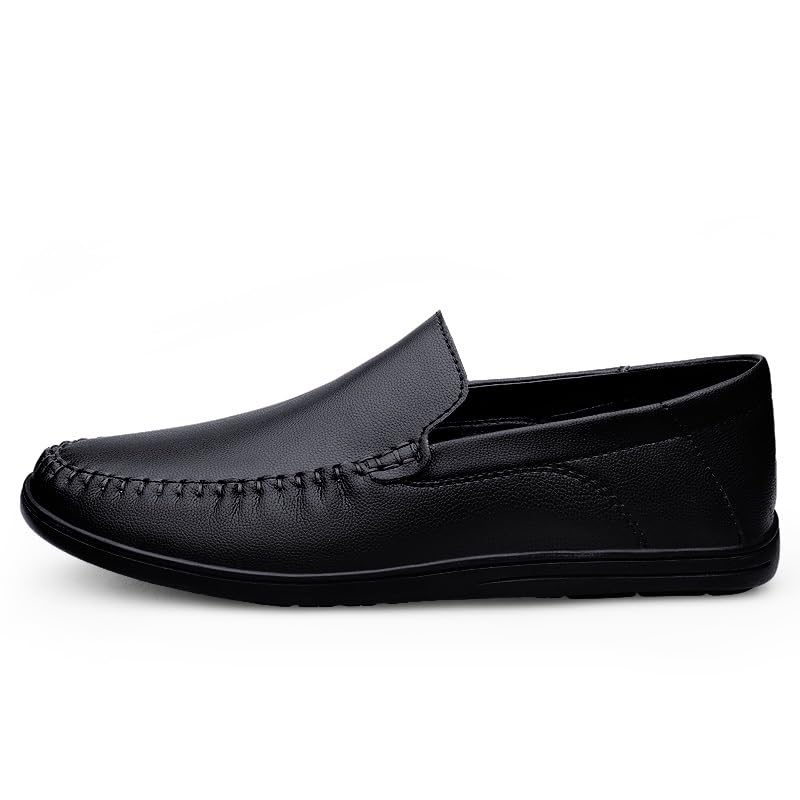 Mens Loafers Shoe Round Toe Solid Color Vegan Leather Loafer Shoes Flat Heel Resistant Comfortable Prom Slip On