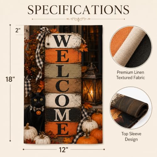Halloween Welcome Garden Flag 12x18 Inch, Double Sided Yard Decor Outside - image 3