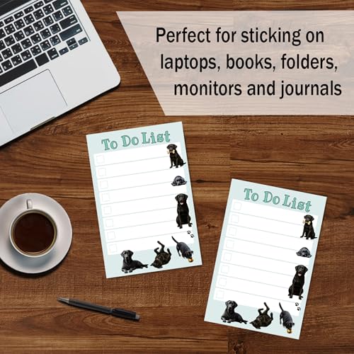 Image of DAILY RITMO Black Lab Sticky to-Do List - Labrador Retriever Gift for Men and Women | Dog Lover Gifts | Office School Supply Sticky Notes 4 inchx6 inch 50 Pages