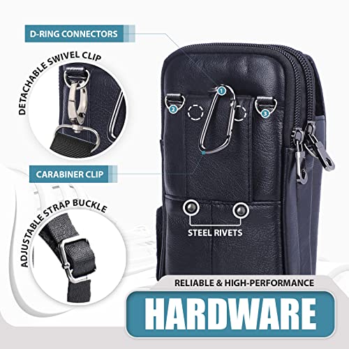 Hengwin Genuine Leather Belt Bag, Small Crossbody Phone Bag for Men Over the Shoulder Holster, Mobile Phone Case Handbag - Image 4