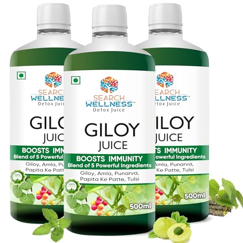 Image of Giloy /Guduchi Ayurvedic Juice 500 ml (Pack of 3) | Natural & Healthy for Blood Purification,Strength & Immunity Booster | Body Detox for Women & Men | Blend of Giloy, Amla & more