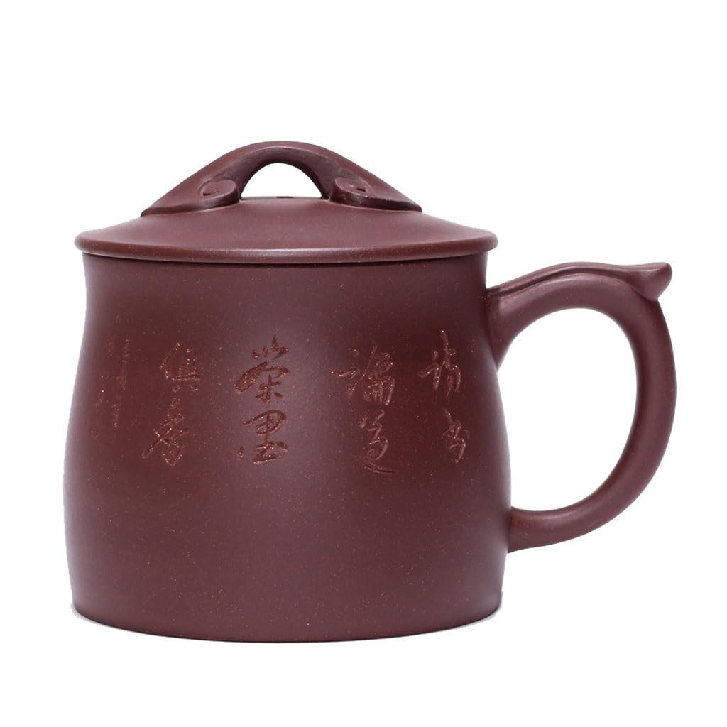 Matcha Cups Ruyi kubek do parzenia herbaty z pokrywką fioletowy kubek na piasek ręcznie wykonany kubek na wodę pitną męski biurowy kubek do herbaty 420 ml zestaw do herbaty kubek do herbaty