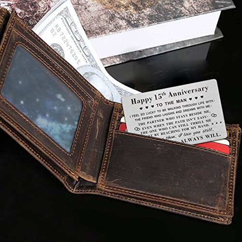 Emideary Happy 15th Anniversary for Husband Men - 15 Years Yrs Wedding Anniversary Wallet Card for Him Hubby Boyfriend4