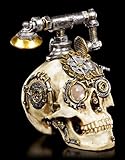 Material: Kunststein Figuren Shop GmbH Gothic Steampunk Totenkopf Telefon - Dead Ringer  Fantasy Deko-Artikel, Handbemalt