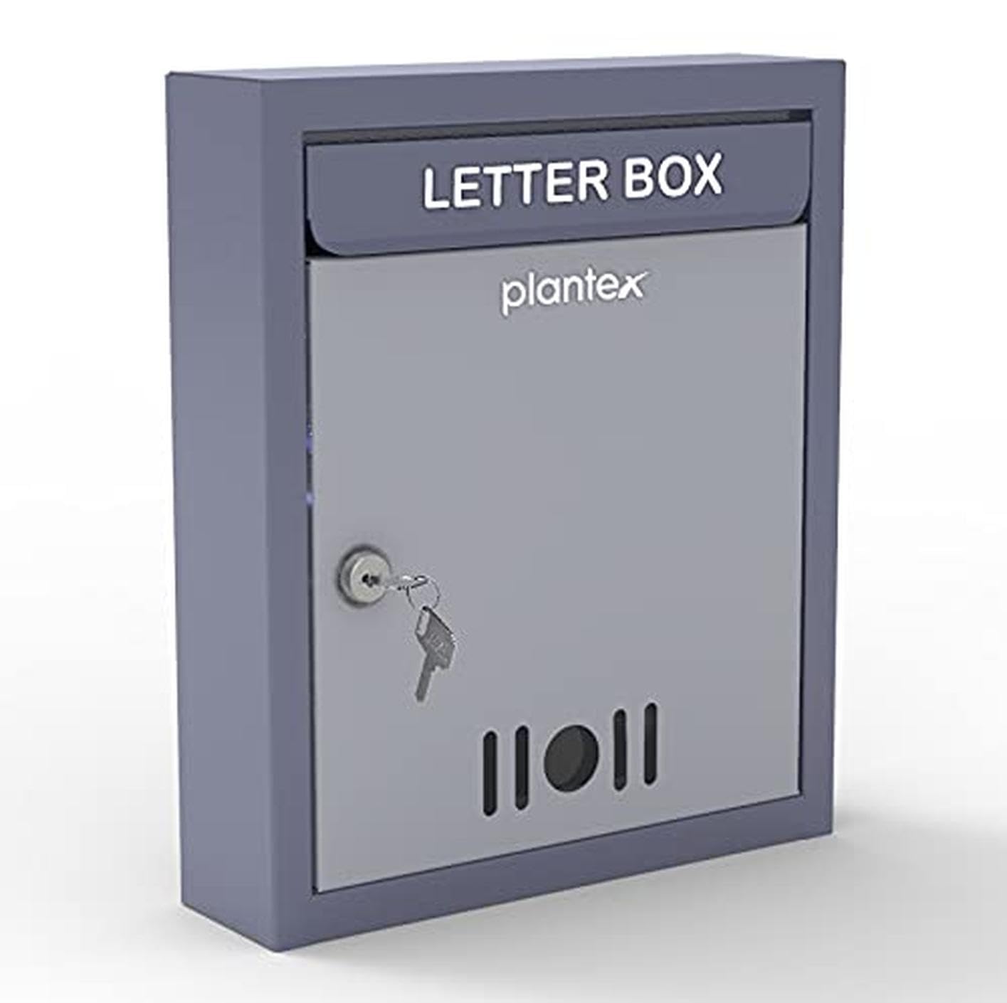 Plantex Wall Mount Letter Box - Suggestion Box/Mail Box/Post Box for Home gate with Secure Key Lock - (Dark Grey) A4 Size